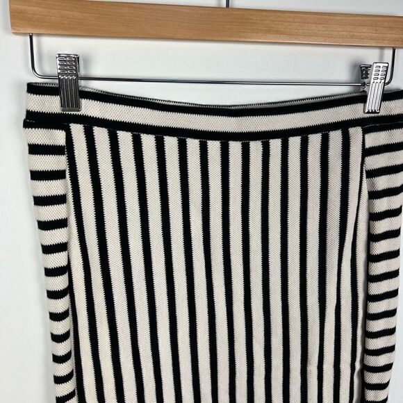 NWT Rebecca Minkoff Kiki Knit Skirt Black Cream Stripes women’s size L - Picture 5 of 12
